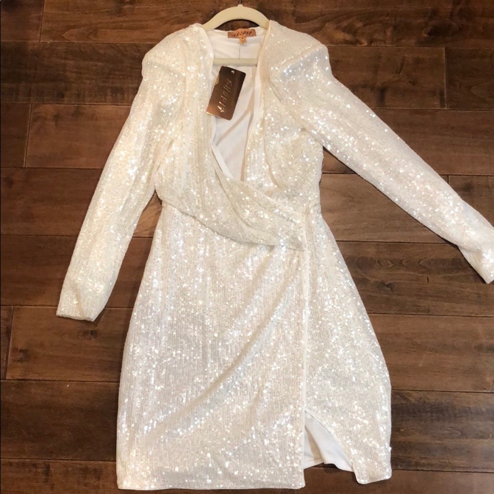 white short sparkly dress